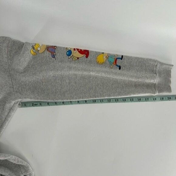 Nickelodeon 90's Cartoon Rugrats Ren and Stimpy Pullover Sweatshirt Gray Small - Picture 9 of 12